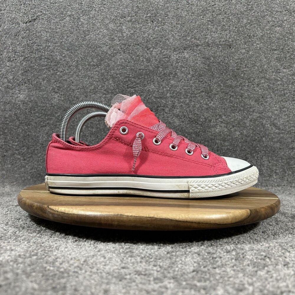 Converse All Star 640511F Junior Size 6 Hot Pink Tulle Double Tongue Shoes Used